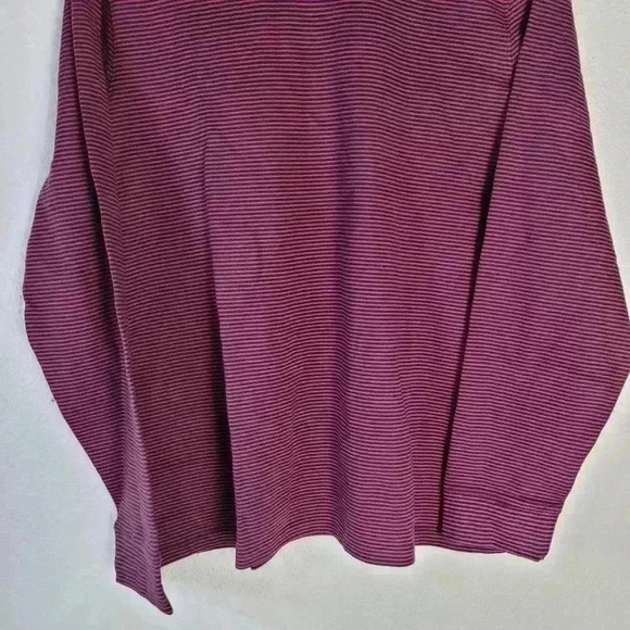 L.L. Bean Marron Striped Shirt Womens Sz Xl Misses Supima turtleneck - Picture 5 of 7